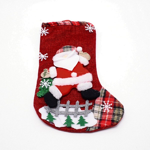 

PandaHall Santa Claus Cloth Hanging Christmas Stocking, with Plaid Pattern, Candy Gift Bag, for Christmas Tree Decoration, Red...
