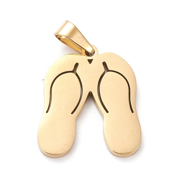 

PandaHall 304 Stainless Steel Pendants, Laser Cut, Flip-Flops/Chancla, Golden, 19x17x1.2mm, Hole: 3x5mm 304 Stainless Steel Shoes