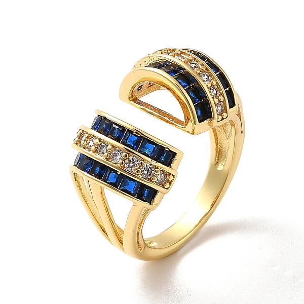 

PandaHall Cubic Zirconia Arch Open Cuff Ring, Real 18K Gold Plated Brass Wide Ring for Women, Blue, US Size 7(17.3mm) Brass+Cubic Zirconia...