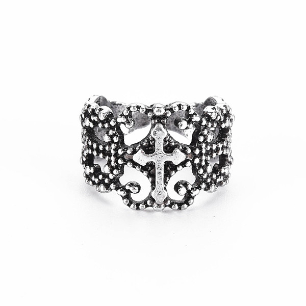 

PandaHall Men's Alloy Cuff Finger Rings, Open Rings, Cadmium Free & Lead Free, Religion, Cross, Antique Silver, US Size 7 3/4(17.9mm) Alloy