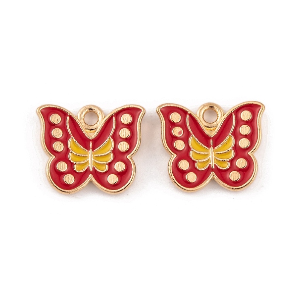 

PandaHall Light Gold Plated Alloy Enamel Pendants, Cadmium Free & Lead Free, Butterfly Charm, Crimson, 13x15x2.5mm, Hole: 2mm Alloy+Enamel..., Pink