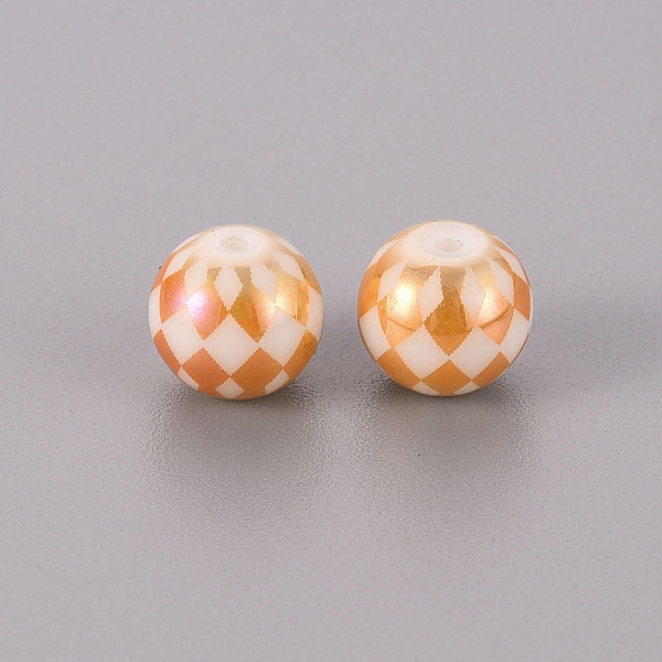 

PandaHall Electroplate Glass Beads, Round with Grid Pattern, Rose Gold Plated, 10mm, Hole: 1.2mm Glass Others
