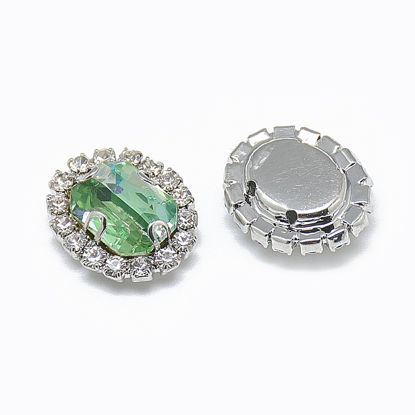 

PandaHall Sew on Rhinestone, Shiny Laser Style, Multi-strand Links, K9 Glass Rhinestone, with Platinum Tone Brass Prong Settings, Garments..., Green