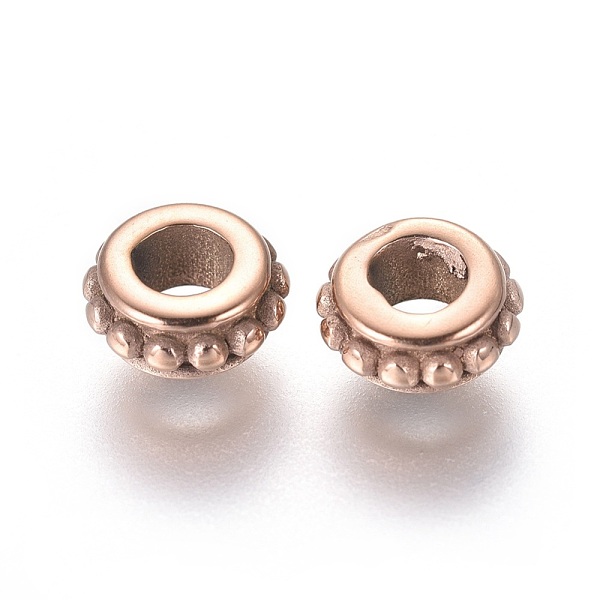 

PandaHall Ion Plating(IP) 304 Stainless Steel Spacer Beads, Ring, Rose Gold, 6.5x3mm, Hole: 3mm 304 Stainless Steel Ring