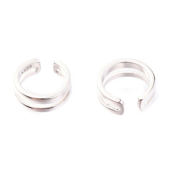 Boucles D'oreilles Manchette 925 En Argent Sterling Rhodié