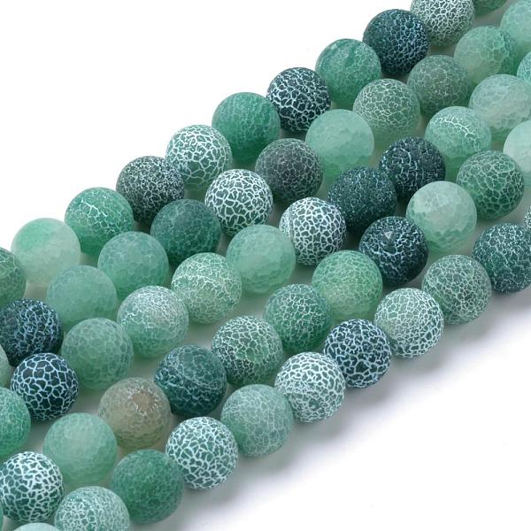 pandahall natural & dyed crackle agate bead strands, frosted style, round, green, 6mm, hole: 1mm, about 63pcs/strand, 15.5 inch crackle...