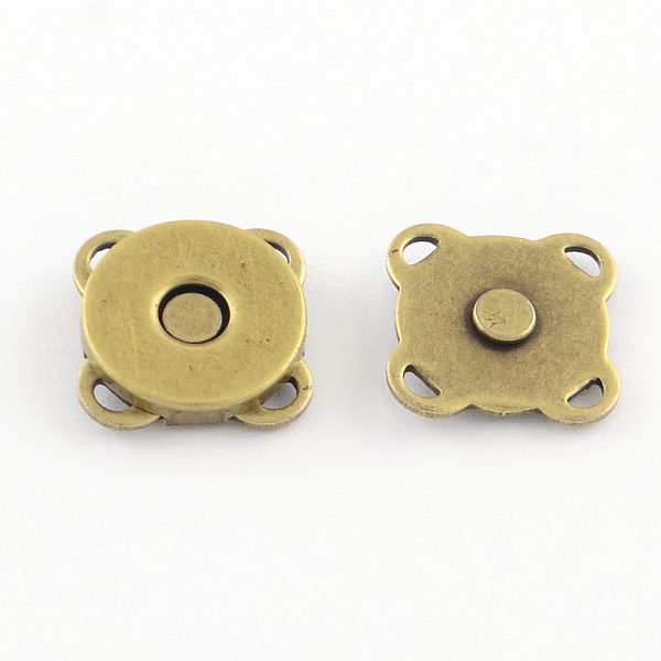 

PandaHall Iron Purse Snap Clasps, Closure for Purse Handbag, Antique Bronze, 11x11x5mm, Hole: 2x1mm Iron
