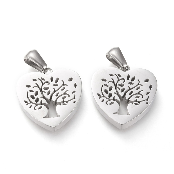 

PandaHall 304 Stainless Steel Pendants, Manual Polishing, Heart with Tree of Life, Stainless Steel Color, 18x17.5x3.5mm, Hole: 3x6mm 304...