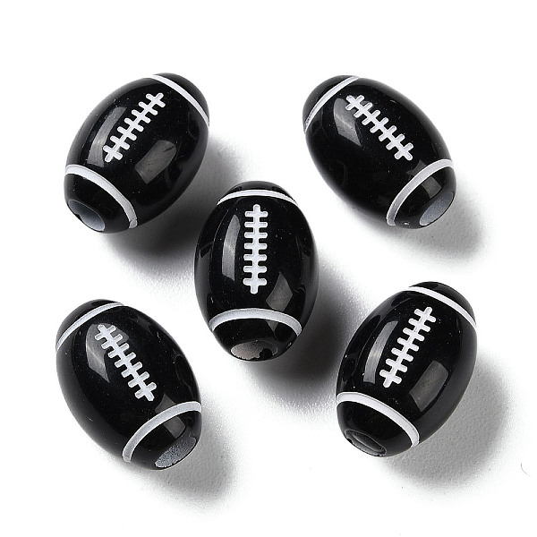 

PandaHall Spray Printed Opaque Acrylic European Beads, Large Hole Beads, Rugby, Black, 15.5x11mm, Hole: 4mm, about 500pcs/500g Acrylic Rugby...