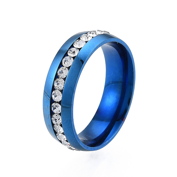 

PandaHall Crystal Rhinestone Flat Finger Ring, 201 Stainless Steel Jewelry for Women, Blue, Inner Diameter: 17mm Stainless Steel+Rhinestone
