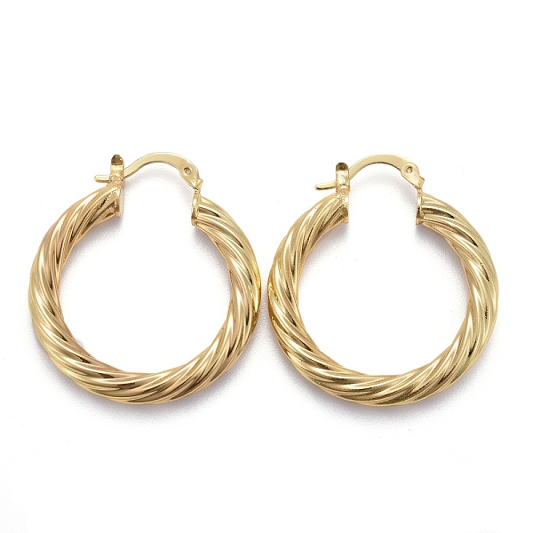 

PandaHall Brass Hoop Earring, Long-Lasting Plated, Twisted Ring Shape, Golden, 35x31x4mm, Pin: 1mm Brass Ring