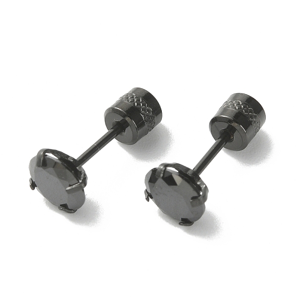 

PandaHall Cubic Zirconia Diamond Stud Earrings, Gunmetal Titanium Steel Jewelry for Women, Black, 6mm, Pin: 0.9mm Cubic Zirconia Diamond...