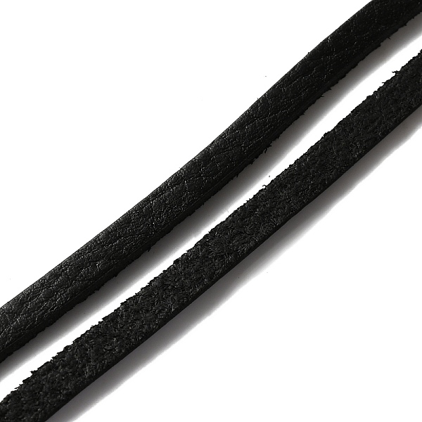 

PandaHall Flat Cowhide Leather Cord, for Jewelry Making, Black, 5x2mm, about 98.43 Yards(90m)/Bundle Cowhide Black