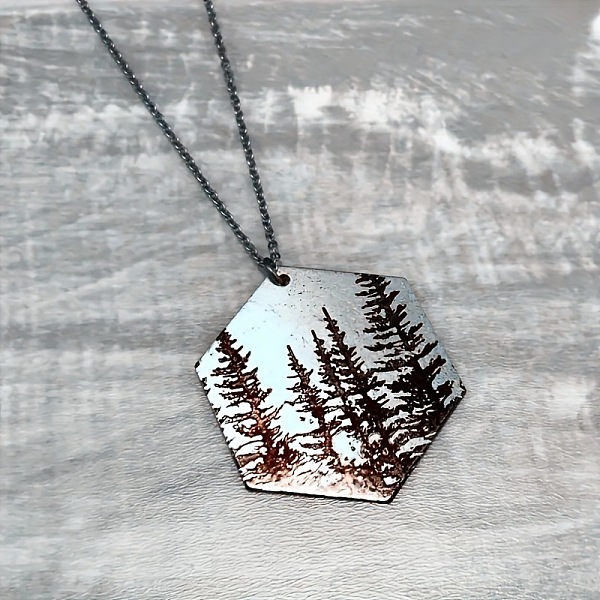 

PandaHall Tibetan Style Alloy Hexagon with Tree Pendant Necklace, Cable Chain Necklace, Antique Silver, 18.50 inch(47cm) Alloy Hexagon