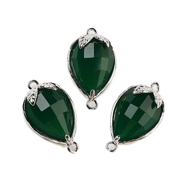 

PandaHall Cat Eye Faceted Teardrop Connector Charms, Brass Strawberry Links, Platinum, Sea Green, 20x11.5x5mm, Hole: 1.2mm Glass Teardrop