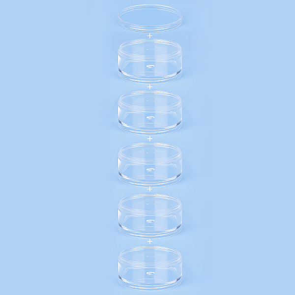 Pandahall 2 комплект 10 флакона круглые пластиковые штабелируемые контейнеры для бус с завинчивающейся крышкой 70x133 мм прозрачные