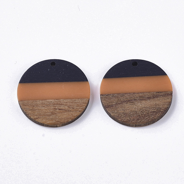 

PandaHall Tri-color Resin & Walnut Wood Pendants, Flat Round, Prussian Blue, 28x3.5mm, Hole: 2mm Resin+Wood Flat Round
