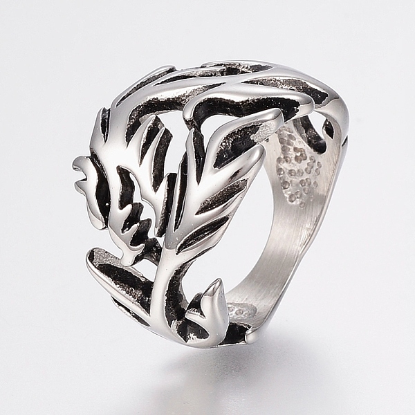 

PandaHall 304 Stainless Steel Finger Rings, Antique Silver, 17~20mm 304 Stainless Steel