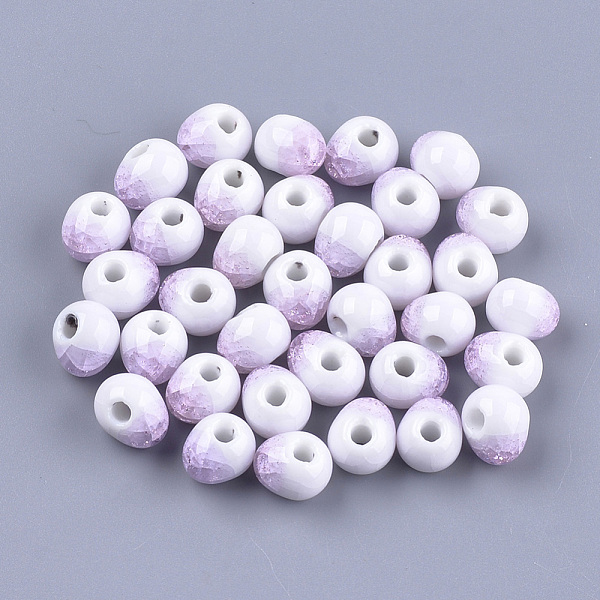 

PandaHall Handmade Porcelain Beads, Crackle Beads Style, Oval, Plum, 9.5~10.5x12~13x10.5mm, Hole: 2.5~3mm Porcelain Oval Purple