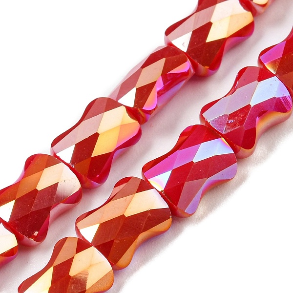 

PandaHall AB Color Plated Glass Beads Strands, Faceted Bamboo Stick, Red, 8x6x4~4.5mm, Hole: 1.2mm, about 70pcs/strand, 21.57''(54.8cm)...