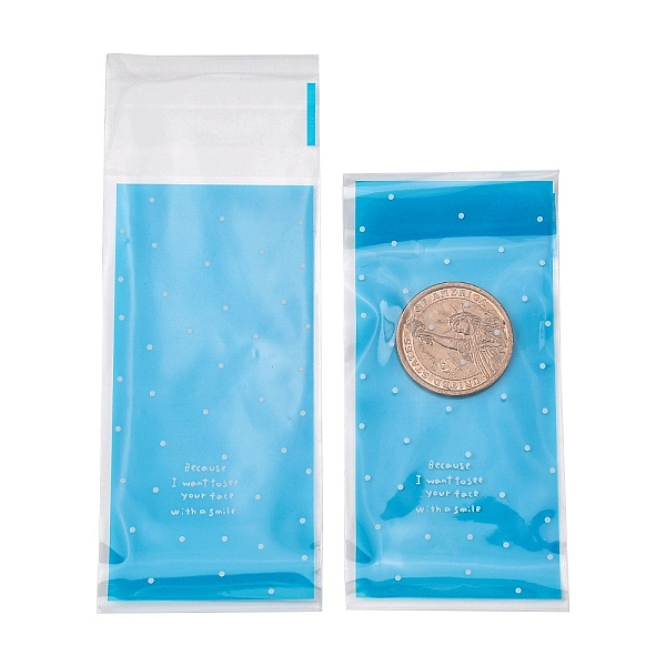 

PandaHall Rectangle Plastic Cellophane Bags, for Lipstick Packaging, Polka Dot Pattern, Deep Sky Blue, 13x5cm, Unilateral Thickness: 0.035mm...