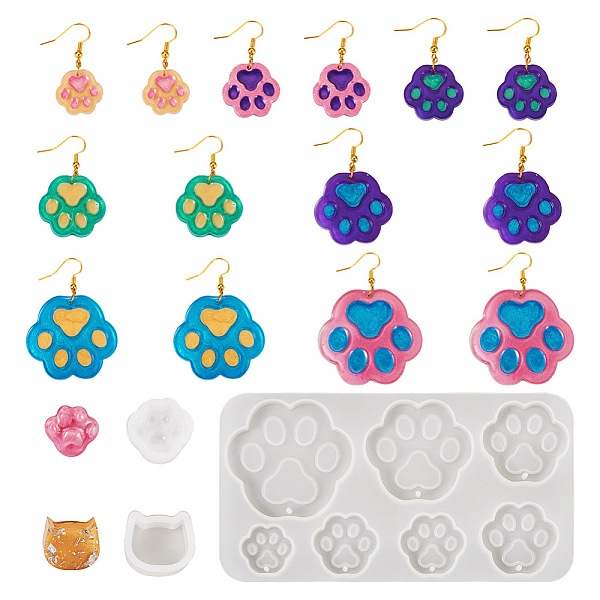 

PandaHall DIY Cabochon & Pendant Silicone Molds, Resin Casting Molds, for UV Resin, Epoxy Resin Jewelry Making, Cat Head & Paw Print, Mixed..., White