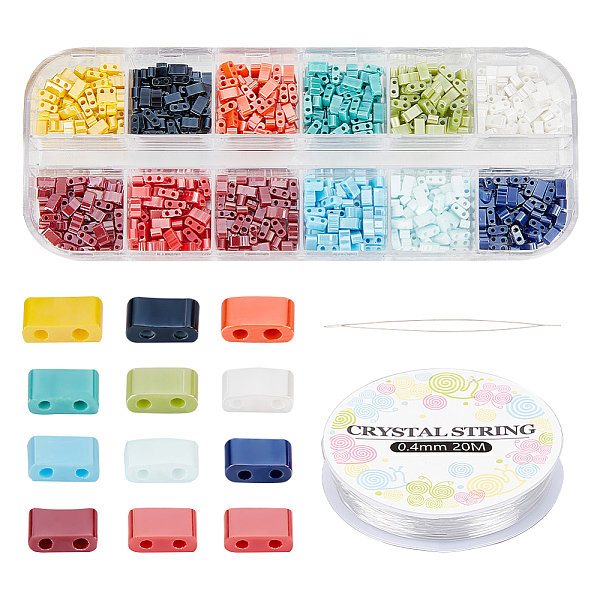 

PandaHall Tila Beads Bracelet Making Kit, Including 11 Colors 2-Hole Rectangle Glass Seed Beads, Big Eye Beading Needles, Elastic Thread..., Multicolor
