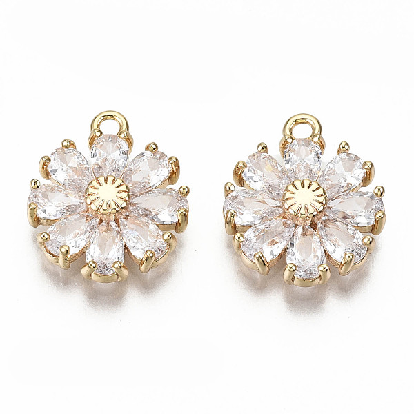 

PandaHall Real 18K Gold Plated Brass Micro Pave Cubic Zirconia Pendants, Nickel Free, Flower, Clear, 15x12.5x3.5mm, Hole: 1.4mm Brass+Cubic...