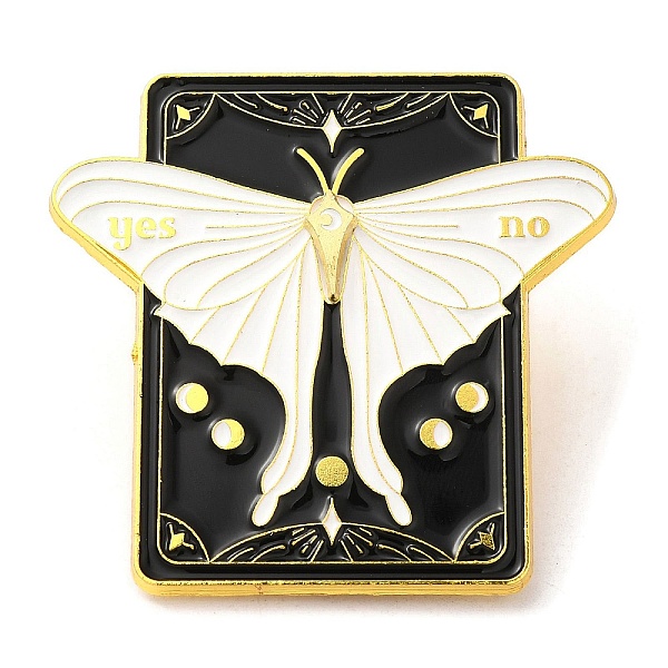 PandaHall Rotatable Pointer Butterfly Talking Board Enamel Pins, Alloy Brooch for Clothes Backpack, White, 49x50.5x1.7mm Alloy+Enamel...