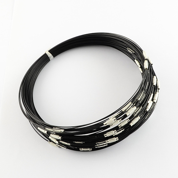 

PandaHall Stainless Steel Wire Necklace Cord DIY Jewelry Making, with Brass Screw Clasp, Black, 17.52 inch(44.5cm), 1mm, Inner Diameter...