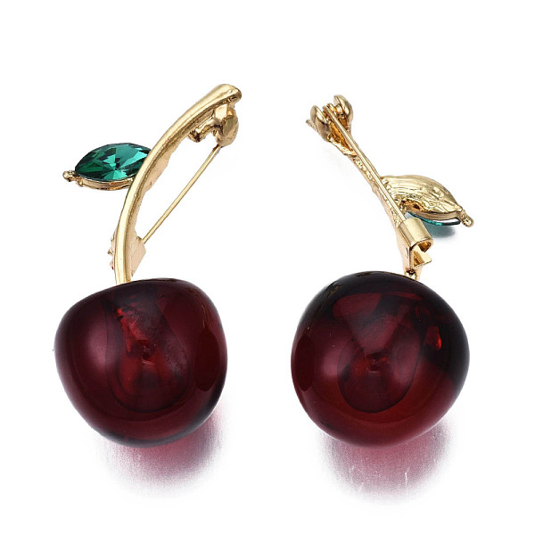 

PandaHall Resin Cherry Enamel Pin, Light Gold Plated Alloy Badge for Backpack Clothes, Nickel Free & Lead Free, Dark Red, 48x21mm, Pin...
