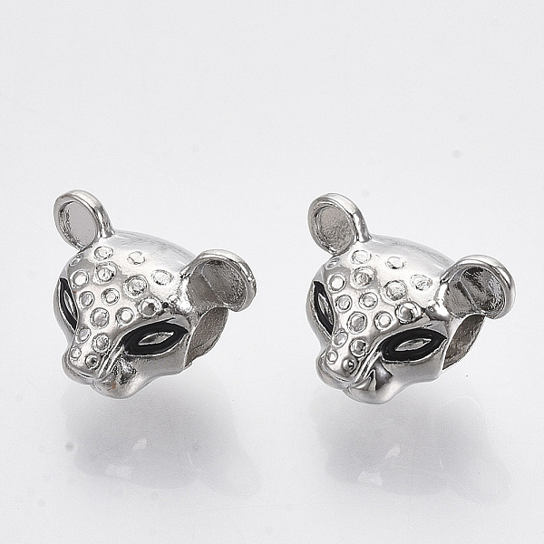 

PandaHall Alloy Enamel European Beads, Large Hole Beads, Leopard Cheetah, Platinum, 11x15x11mm, Hole: 4.5mm Alloy+Enamel Leopard Black