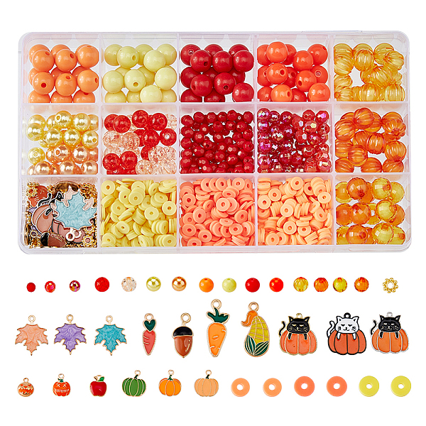 

PandaHall SUPERFINDINGS DIY Autumn Theme Jewelry Making Finding Kit, Including Polymer Clay Disc & Acrylic Beads, Alloy Enamel Pendants..., Multicolor