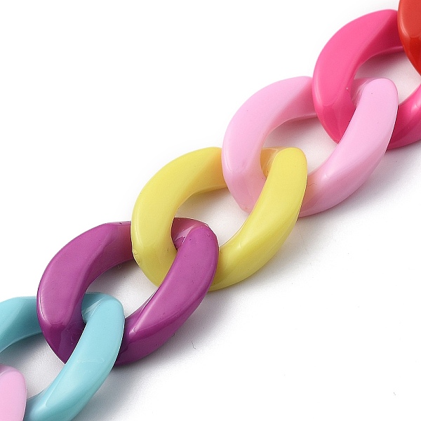 

PandaHall Opaque Acrylic Curb Chain for DIY Keychains, Phone Case Decoration Jewelry Accessories, with Brass Screw Nuts and Iron Screws...