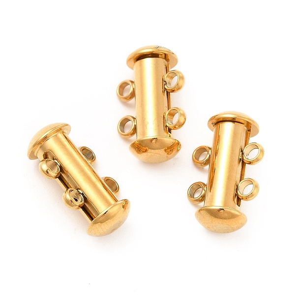 

PandaHall Ion Plating(IP) 304 Stainless Steel Slide Lock Clasps, Peyote Clasps, 2 Strands, 4 Holes, Tube, Golden, 14.5x10x6.5mm, Hole: 1.5mm...