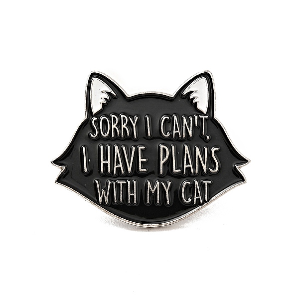 

PandaHall Word Sorry I Can't, I Have Plans with My Cat Enamel Pin, Platinum Alloy Badge for Backpack Clothes, Cat Pattern, 24x30x2mm..., Black