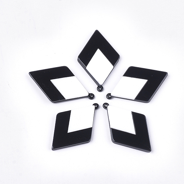 

PandaHall Cellulose Acetate(Resin) Pendants, Rhombus, Black, 45.5x28x4mm, Hole: 1.8mm Cellulose Acetate Rhombus Black