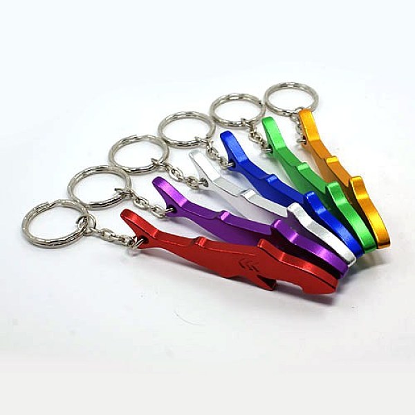 

PandaHall Aluminum Alloy Shark Bottle Openers, with Iron Rings, Platinum, Mixed Color, 125mm Alloy Fish Multicolor