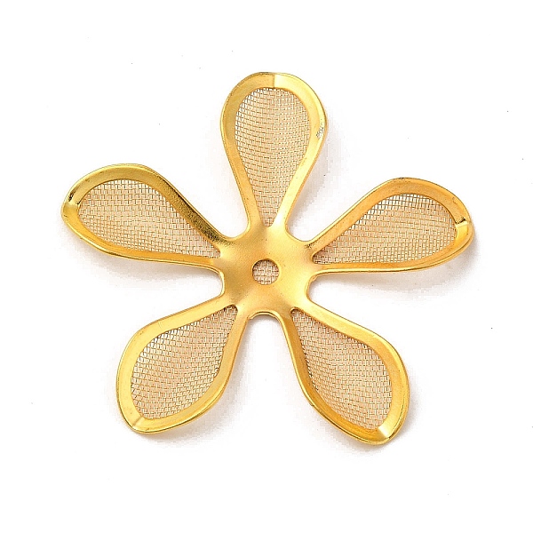 

PandaHall Brass Bead Cap, with Iron Finding, Etched Metal Embellishments, Flower, Golden, 30x31x2.5mm, Hole: 1.5mm Brass