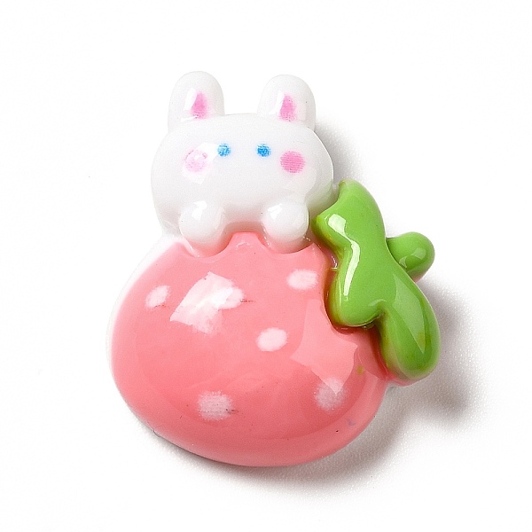 

PandaHall Opaque Resin Cabochons, Rabbit, Light Coral, Strawberry Pattern, 23.5x19x8mm Resin Strawberry