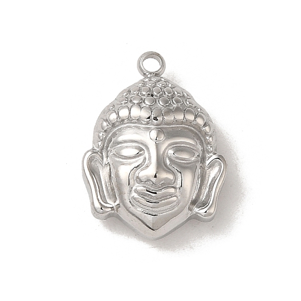 

PandaHall 304 Stainless Steel Pendants, Buddha Head Charm, Stainless Steel Color, 16.5x12x5.5mm, Hole: 1.5mm 304 Stainless Steel Body