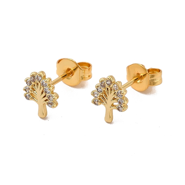 

PandaHall Rack Plating Brass Micro Pave Cubic Zirconia Stud Earrings, Long-Lasting Plated Tree Earring for Women, Cadmium Free & Lead Free..., Clear