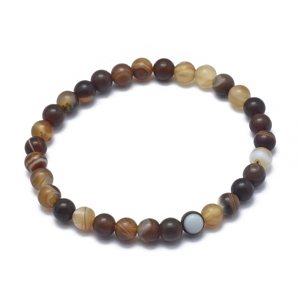 

PandaHall Natural Banded Agate/Striped Agate Bead Stretch Bracelets, Frosted, Round, 2-1/8 inch~2-3/8 inch(5.5~6cm), Bead: 8mm Banded Agate