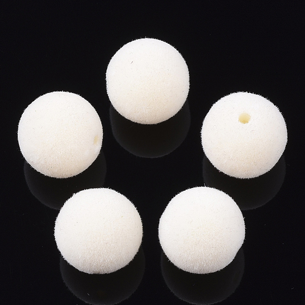 

PandaHall Flocky Acrylic Beads, Round, Creamy White, 16x15.5~16mm, Hole: 2mm Acrylic Round
