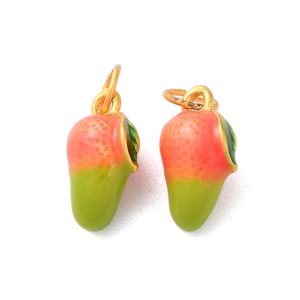 

PandaHall Alloy Enamel Pendants, with Jump Ring, Cadmium Free & Nickel Free & Lead Free, Matte Gold Color, Mango, 15x8.5x7mm, Hole: 5mm...