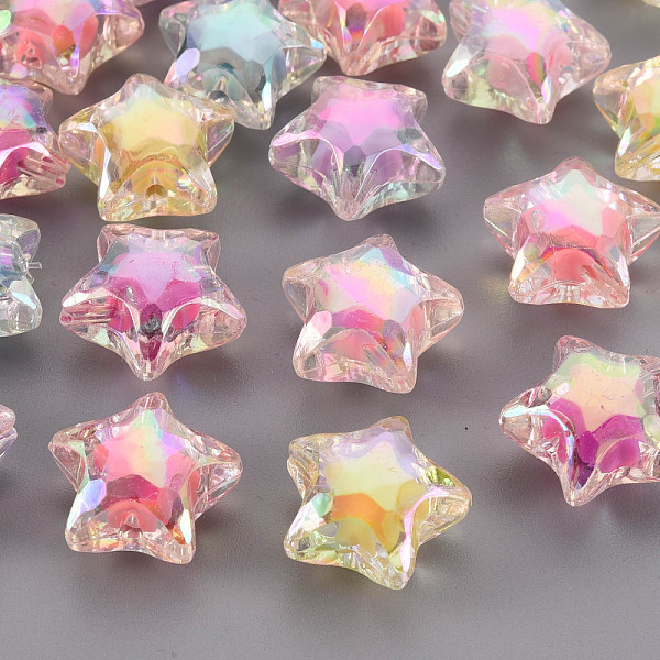 

PandaHall Transparent Acrylic Beads, Bead in Bead, AB Color, Faceted, Star, Mixed Color, 18.5x19.5x11.5mm, Hole: 2mm Acrylic Star Multicolor