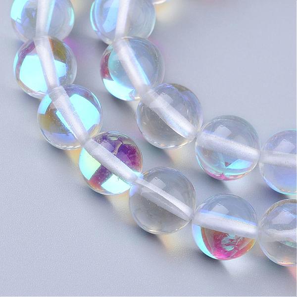 

PandaHall Synthetic Moonstone Beads Strands, Holographic Beads, Dyed, Round, Clear, 6mm, Hole: 1mm, about 60~62pcs/strand, 14~15 inch...
