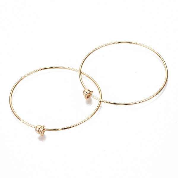 

PandaHall Brass Bangles Making, Nickel Free, Real 18K Gold Plated, Inner Diameter: 2-3/8 inch(6.2cm), 1.5mm Brass