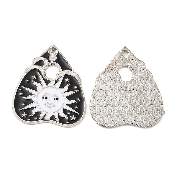 

PandaHall Alloy Enamel Pendants, Cadmium Free & Nickel Free & Lead Free, Platinum, Talking Board Charm, Sun, 26x22.5x1.5mm, Hole: 1.8mm...
