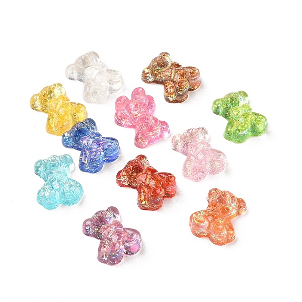 PandaHall Resin Cabochons, with Glitter Powder, for Nail Art Decoration Accessories, Bear, Mixed Color, 9x7.5x4.5mm Resin Bear Multicolor